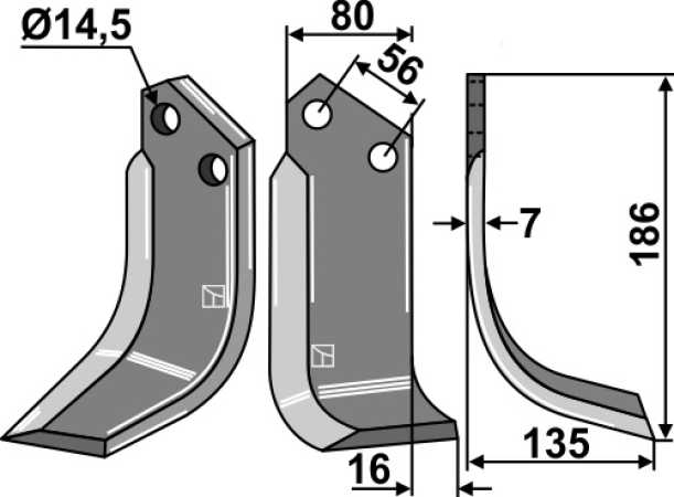 Fräsmesser 186x80mm, rechts